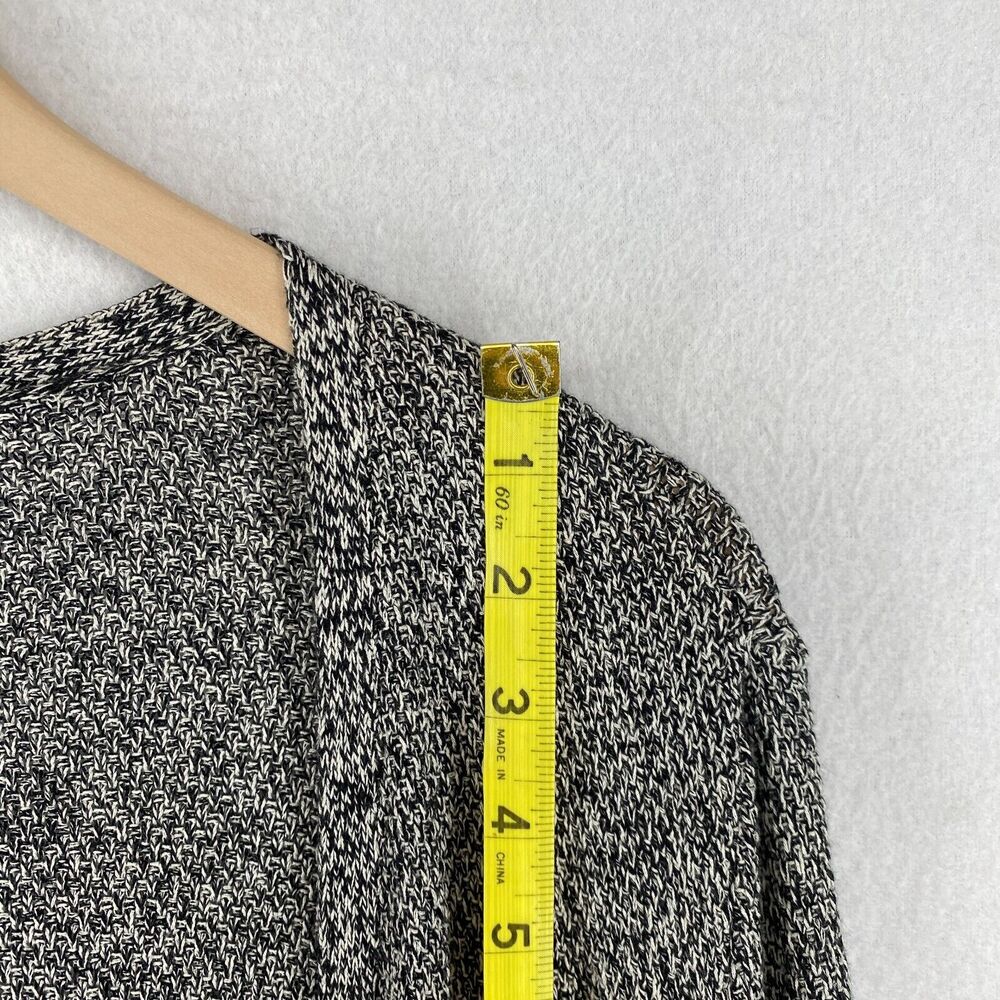 EILEEN FISHER Cardigan PL Rayon Marled Duster Open Front Long Sleeve Black USA - Picture 10 of 13